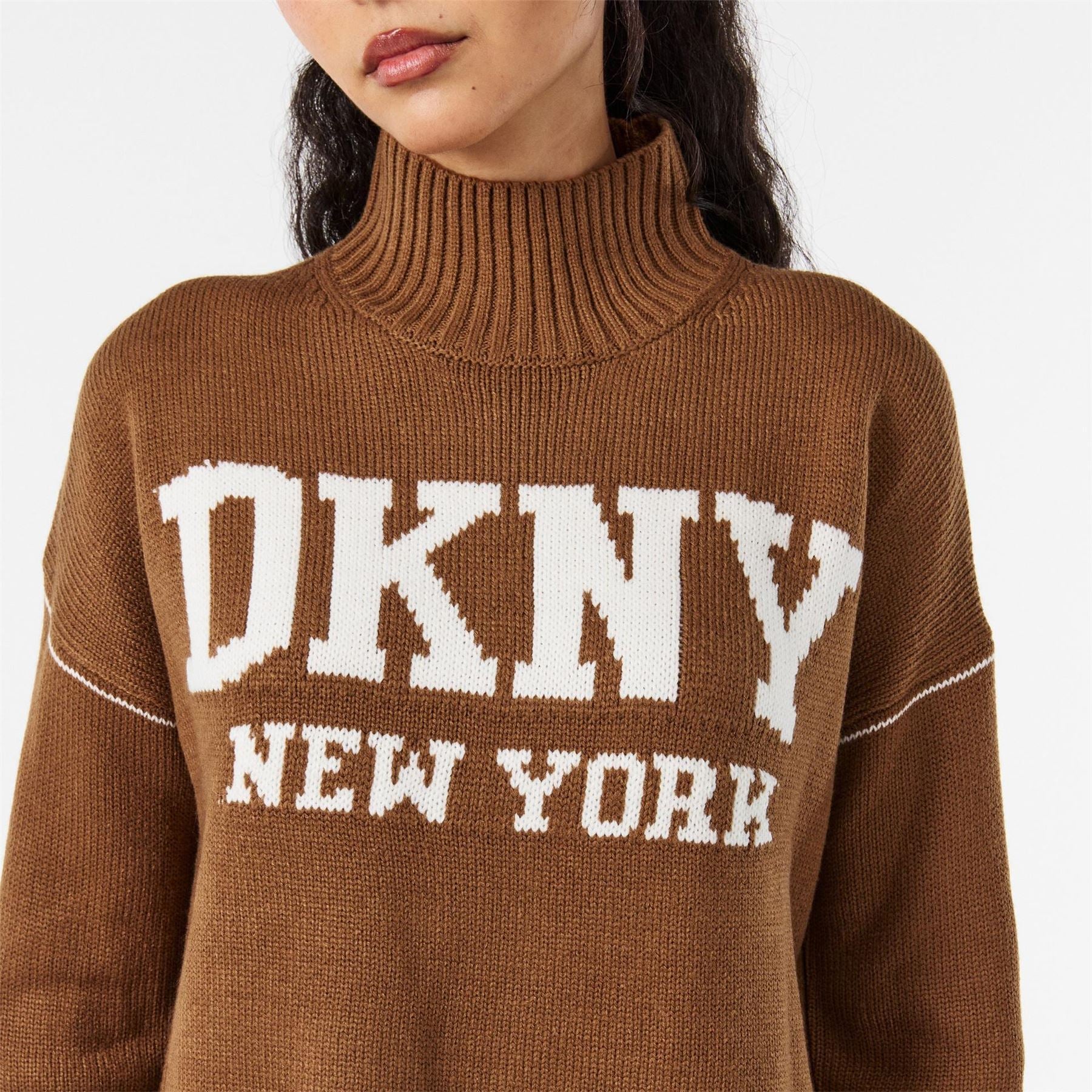 DKNY Logo Knitted Turtle Neck Jumper