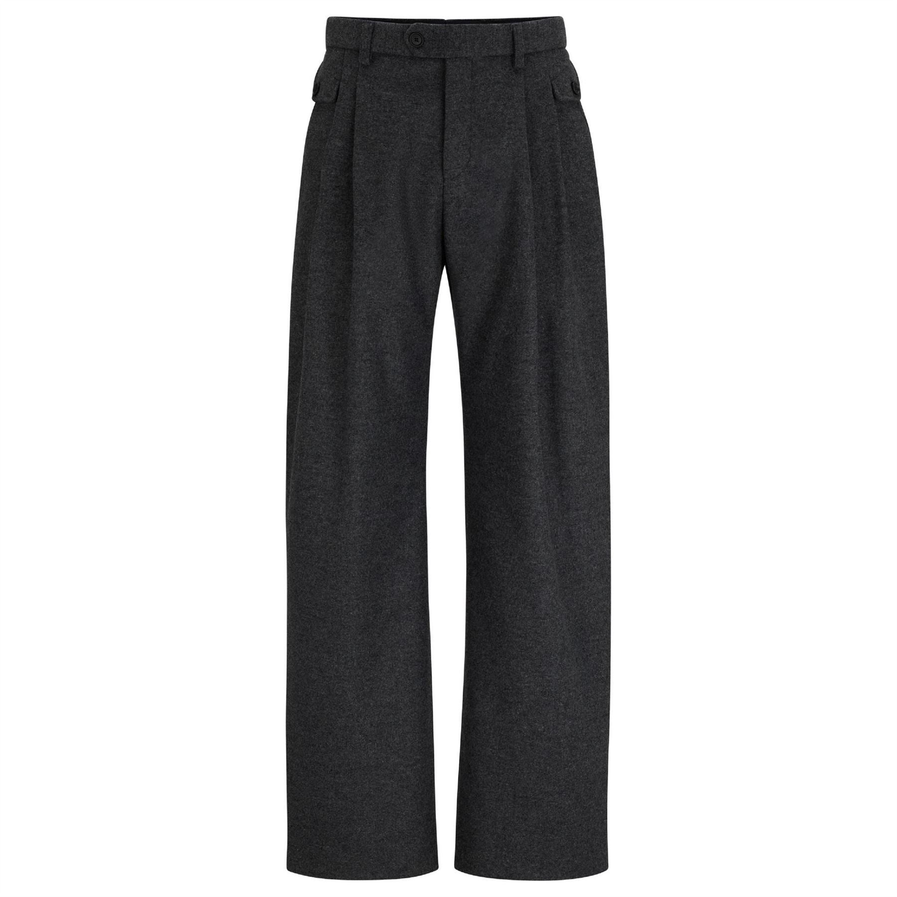 Boss Solid Patterned Wide Leg Trousers