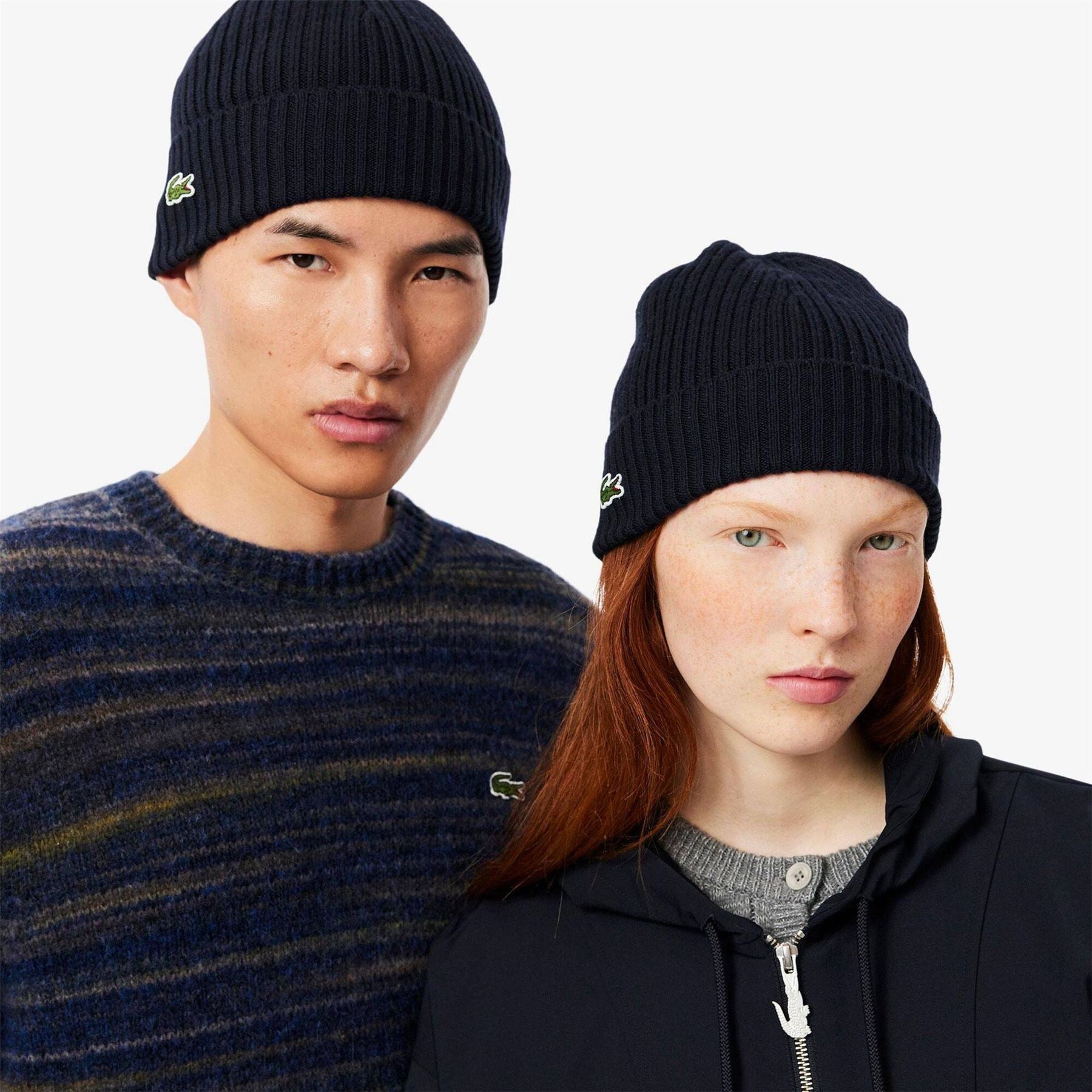 Lacoste Adjustable Cuff Turn Up Brim Beanie