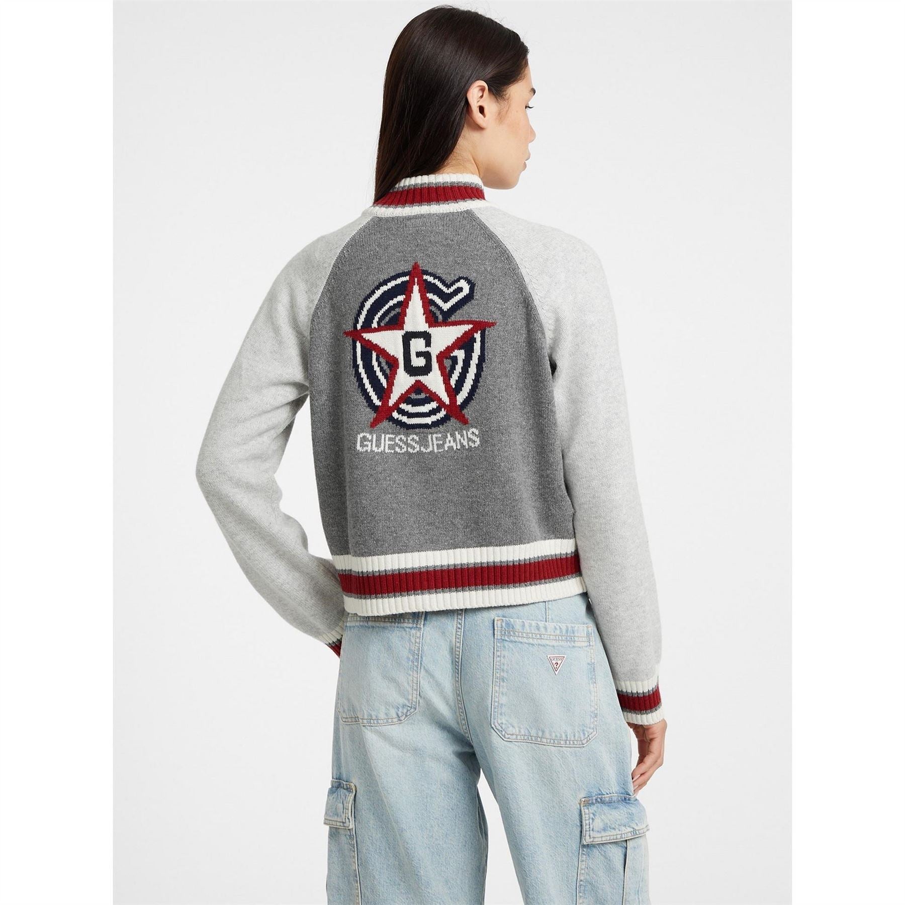 Guess Zipped Intarsia Knitted Top