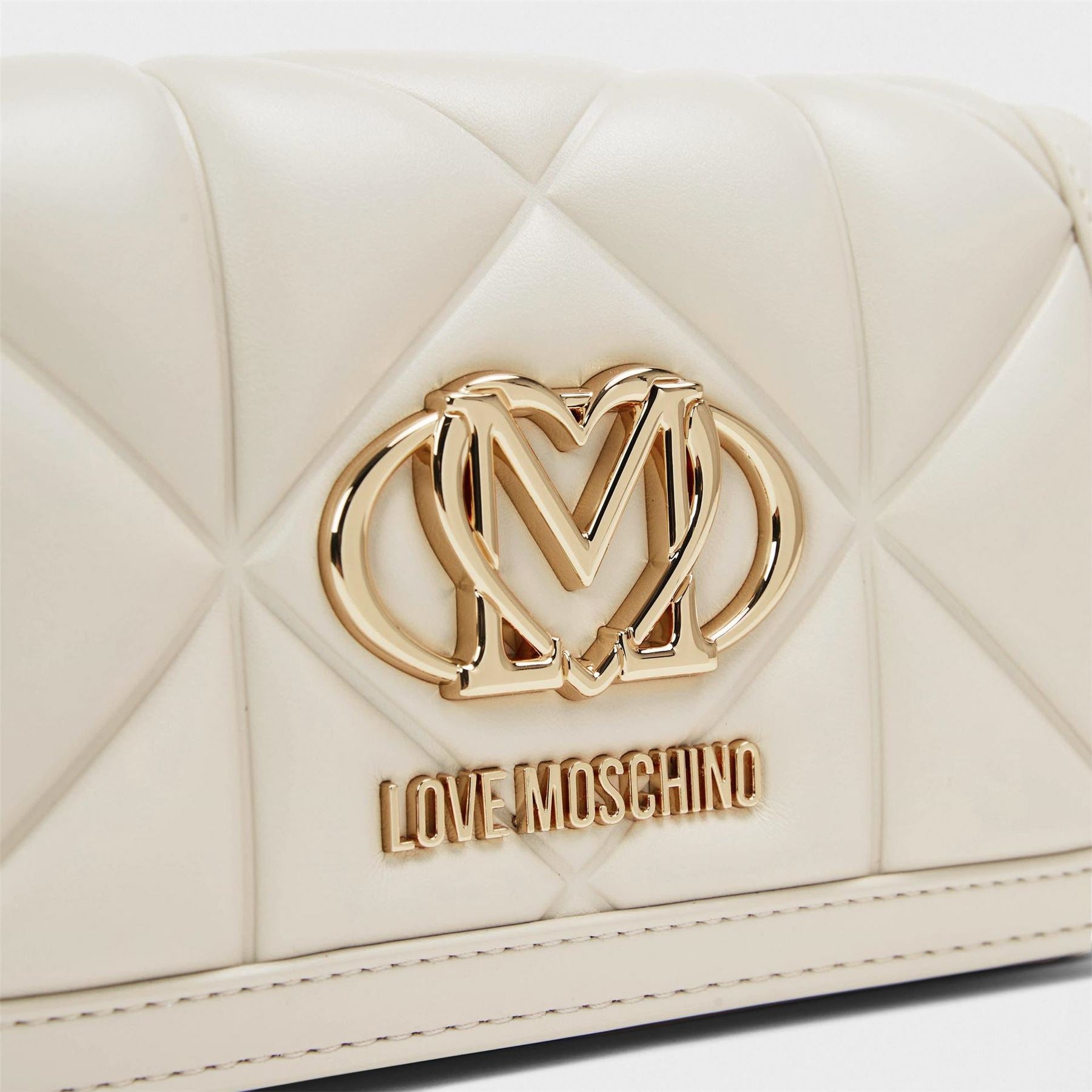 Love Moschino Geometric Patterned Quilt Wallet on Chain Clutch