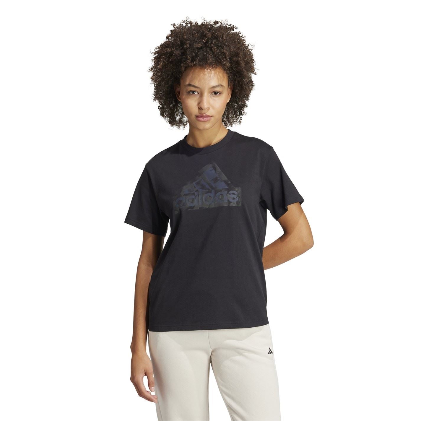 adidas Logo Print Crew Neck Short Sleeve Jersey T-Shirt