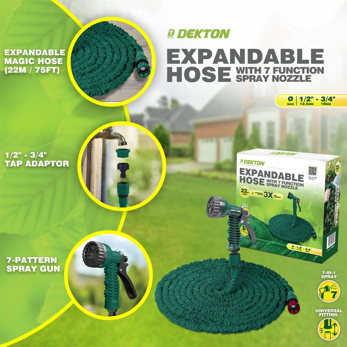 Dekton Expandable Garden Hose And Spray Gun Set