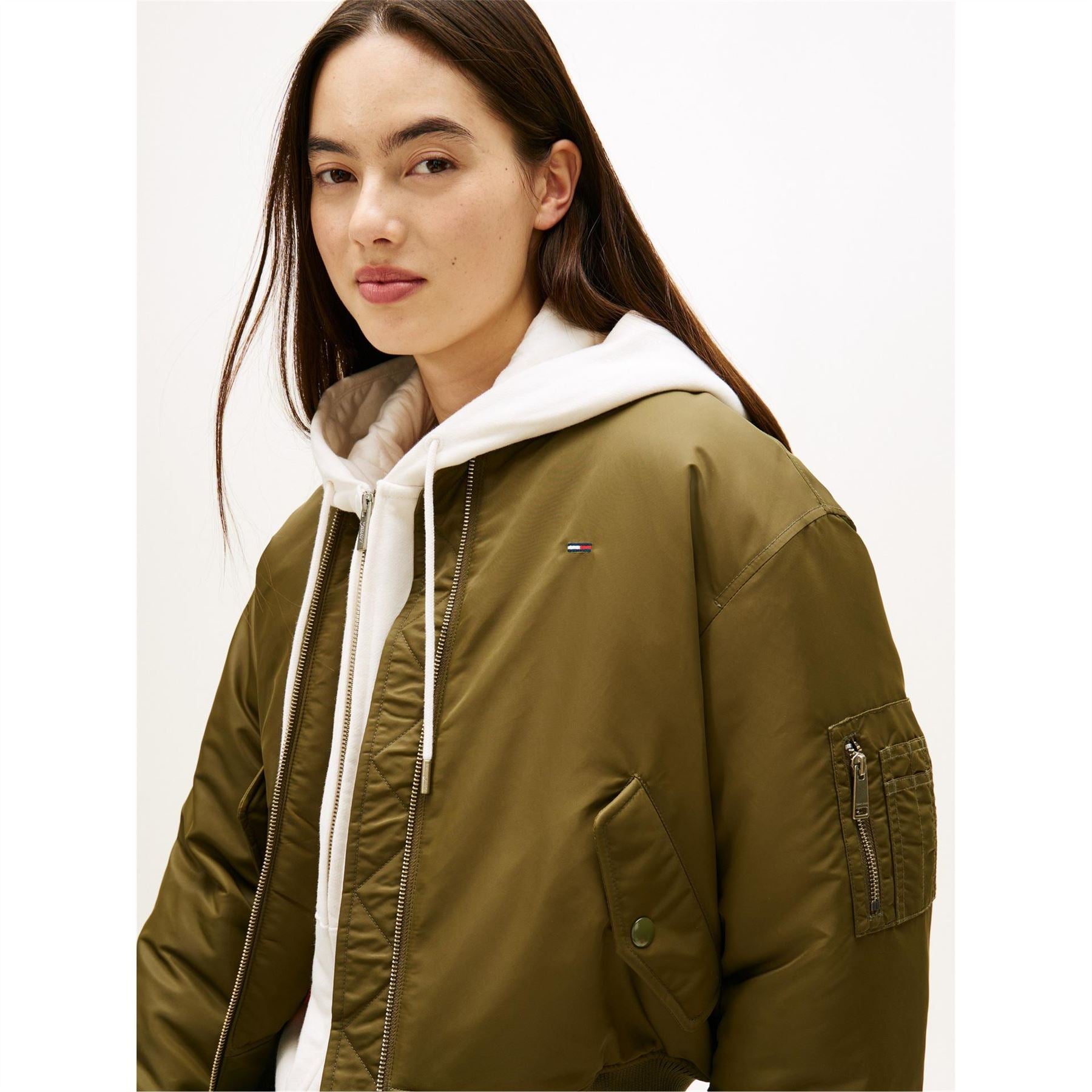 Tommy Jeans Essential Solid Patterned Bomber Jacket with Ribbed Cuff