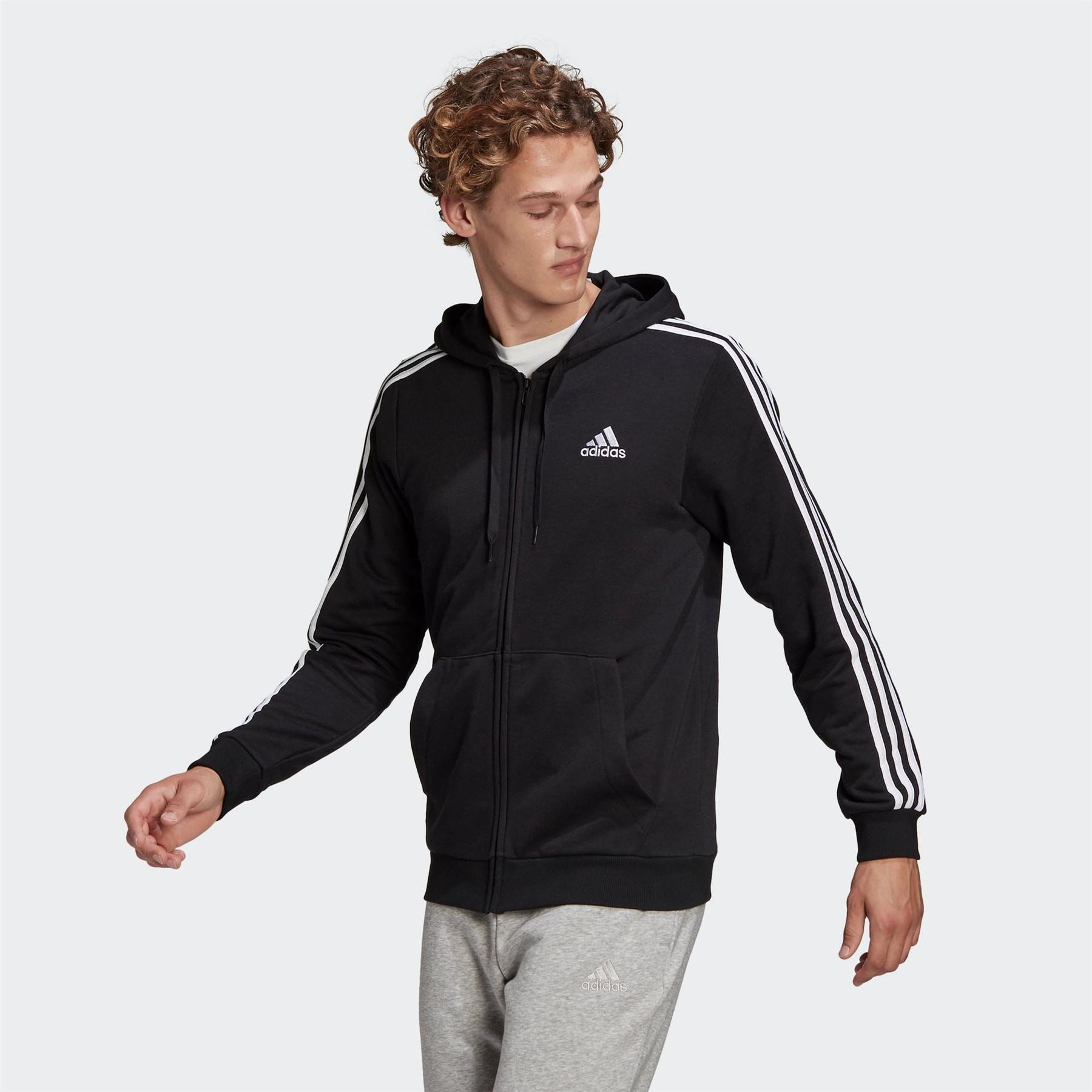 adidas French Terry 3 Stripes Full Zip Hoodie