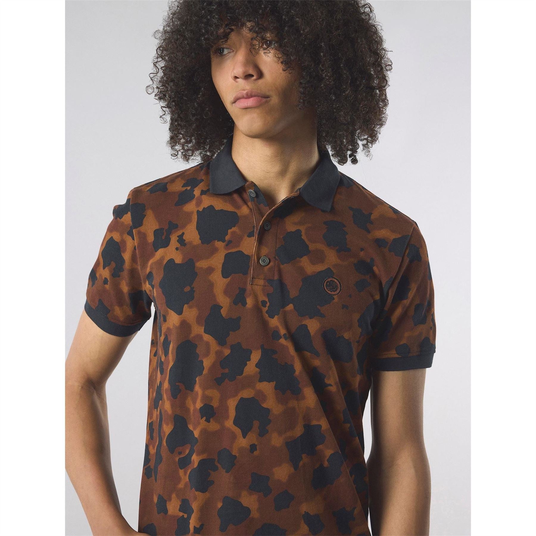 Pretty Green Brindle Collared Neck Short Sleeve Polo