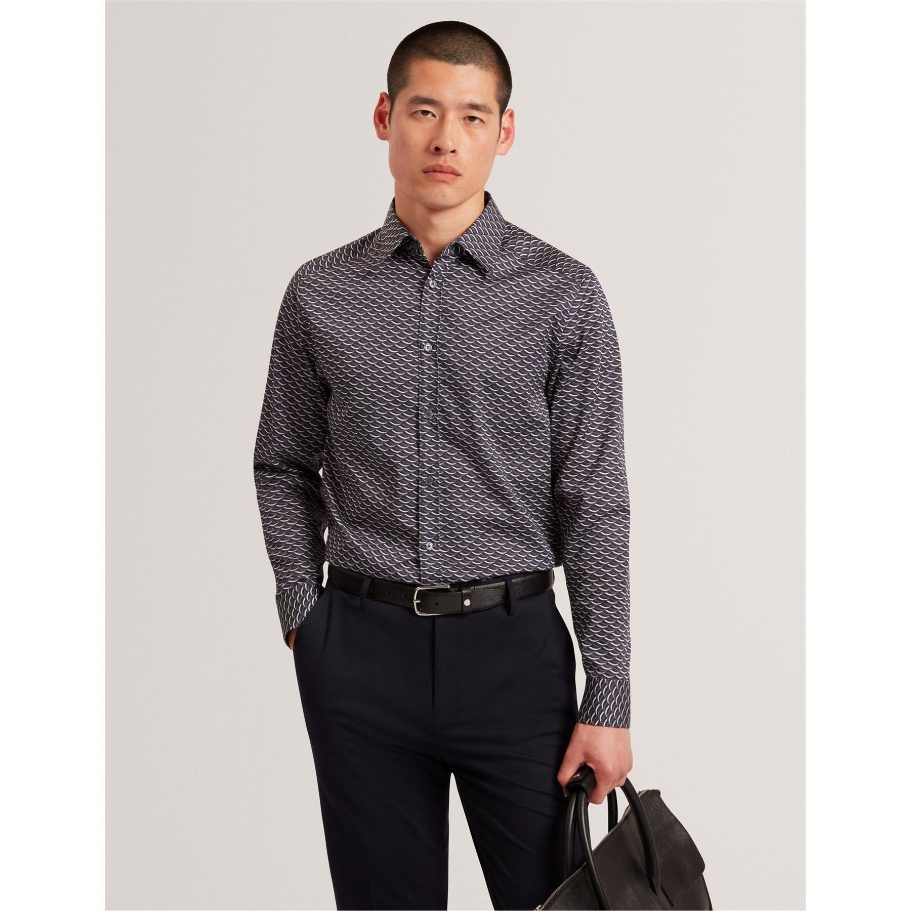 Ted Baker Geo Print Collared Neck Long Sleeve Shirt
