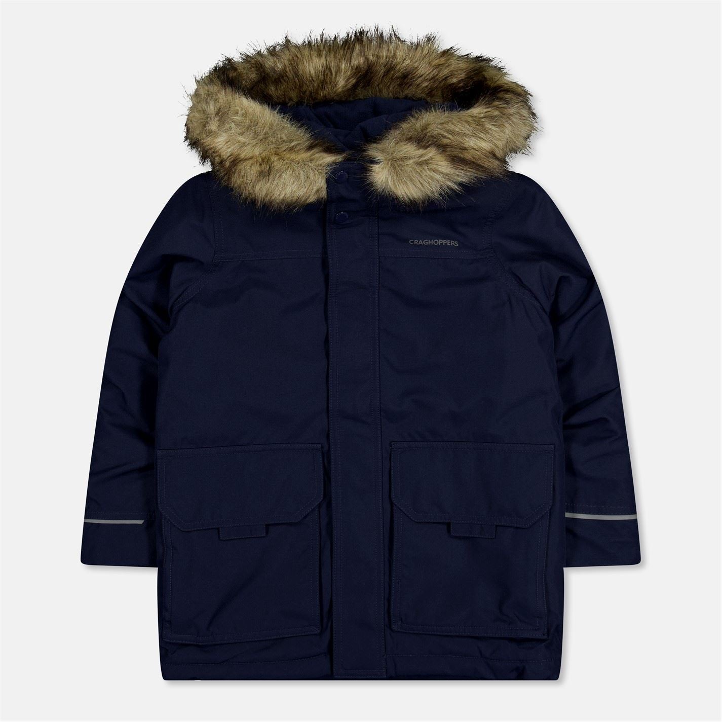 Craghoppers Corrib Solid Patterned Hooded Parka Jacket with Flap Pocket