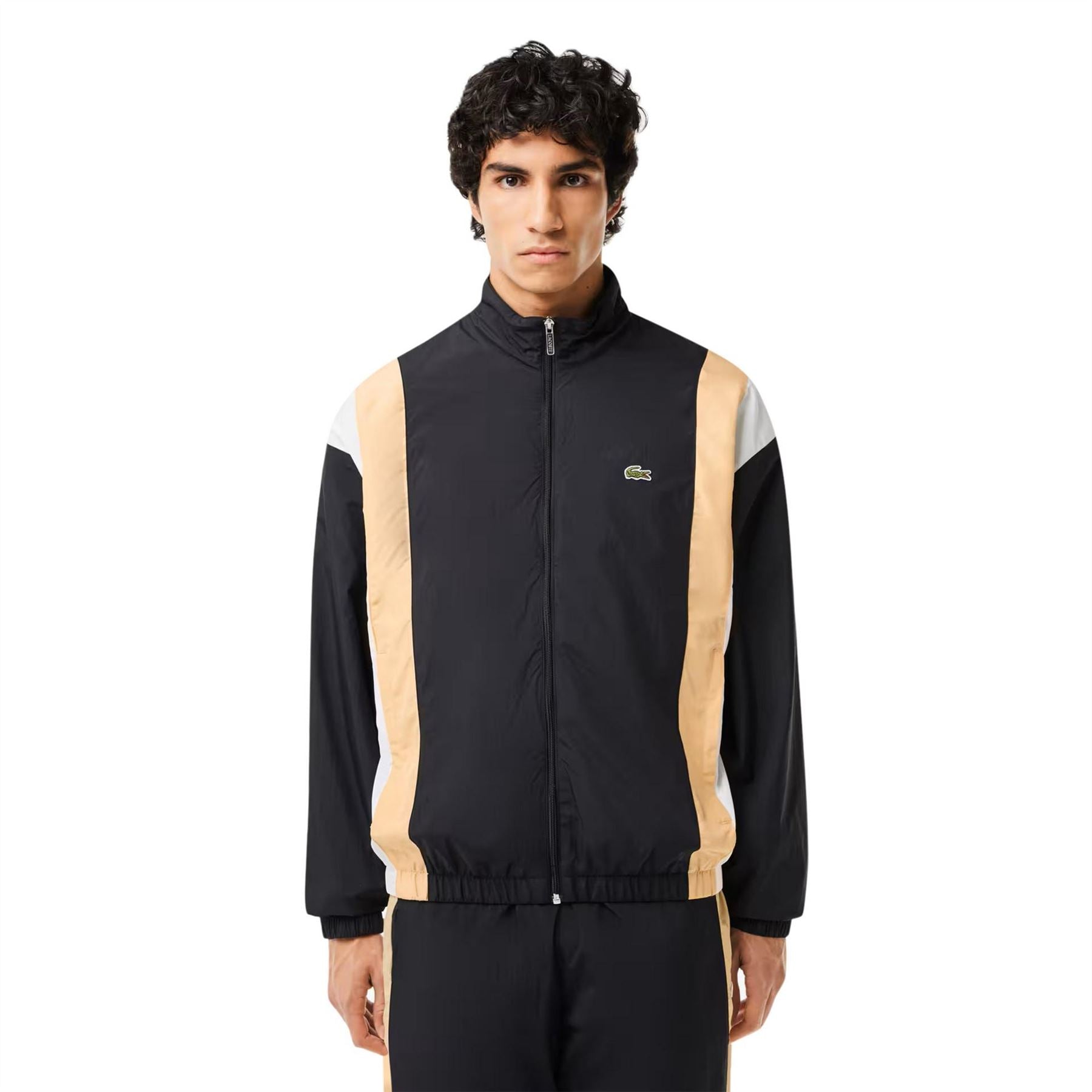 Lacoste Color Block High Neck Ribbed Cuff Rain Jacket