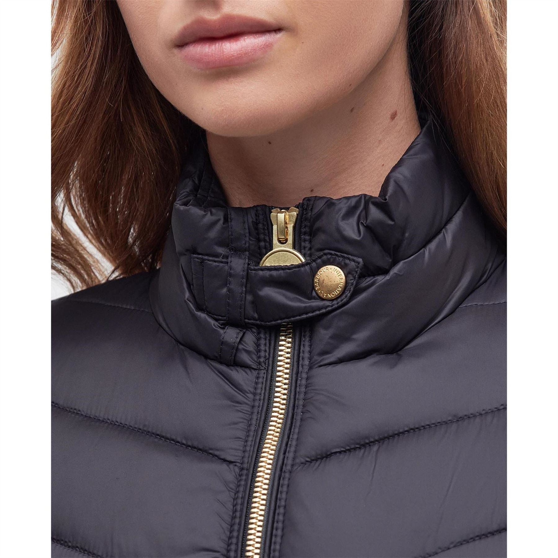 Barbour International Auburn Quilted Long Sleeve Funnel Neck Slim Fit Short Puffer Jacket