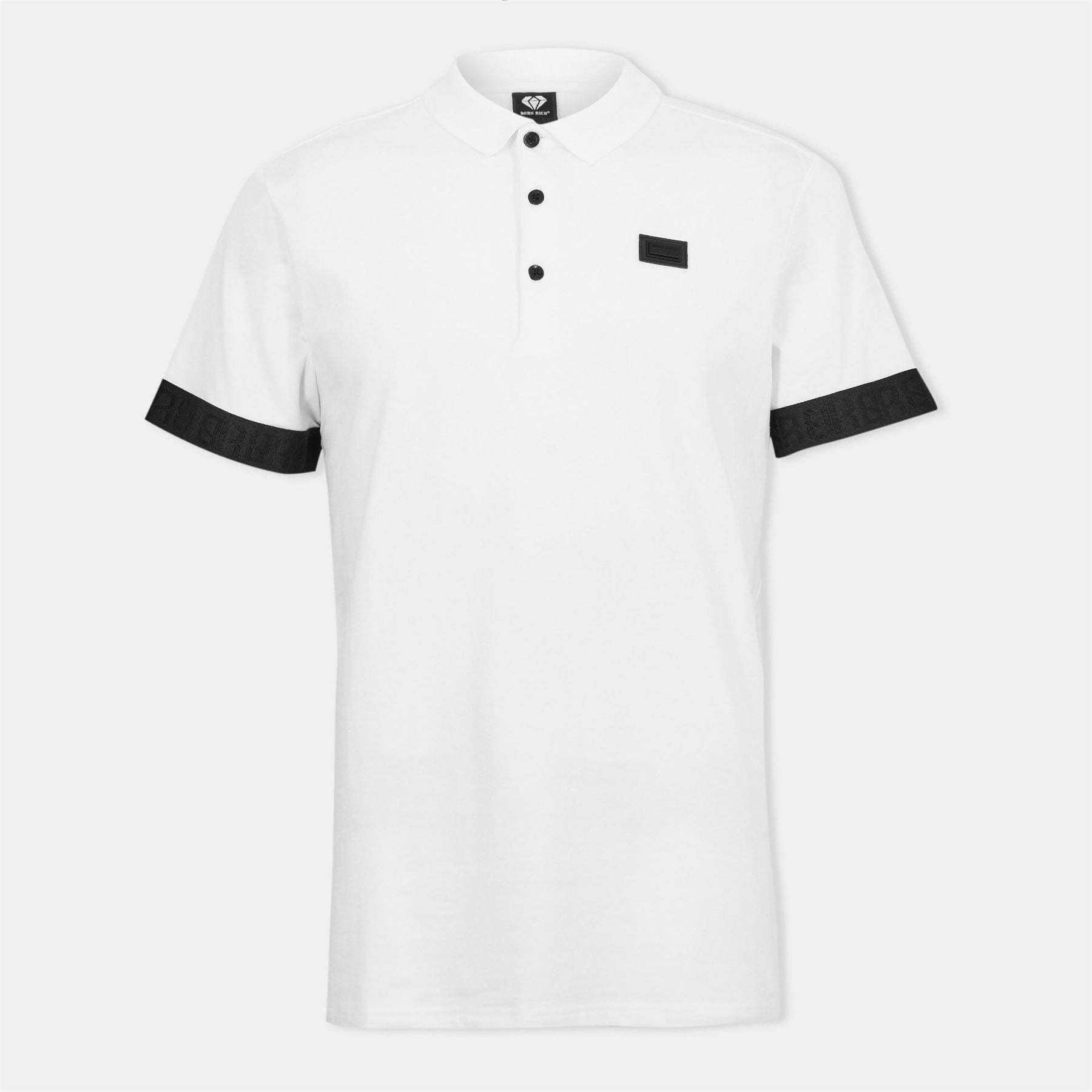 Born Rich Contrast Cuff Polo Shirt with Collared Neck