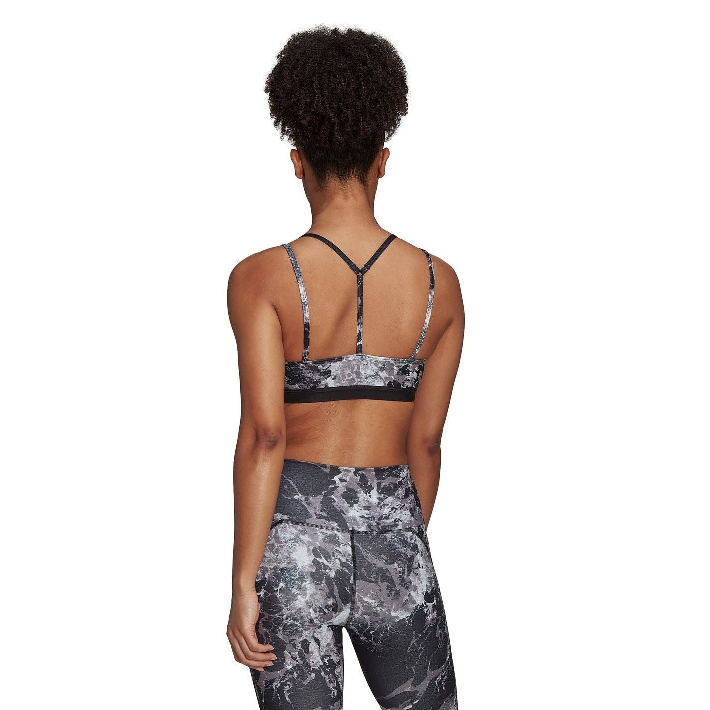 adidas Womens Yoga Essentials Studio Light Support Allover Print Low Impact Sports Bra