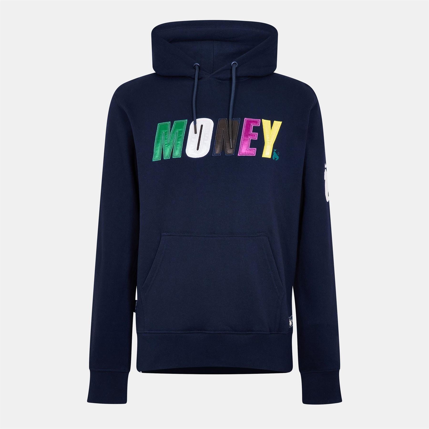 Money Embroidered Hooded Neck Long Sleeve Sweatshirt