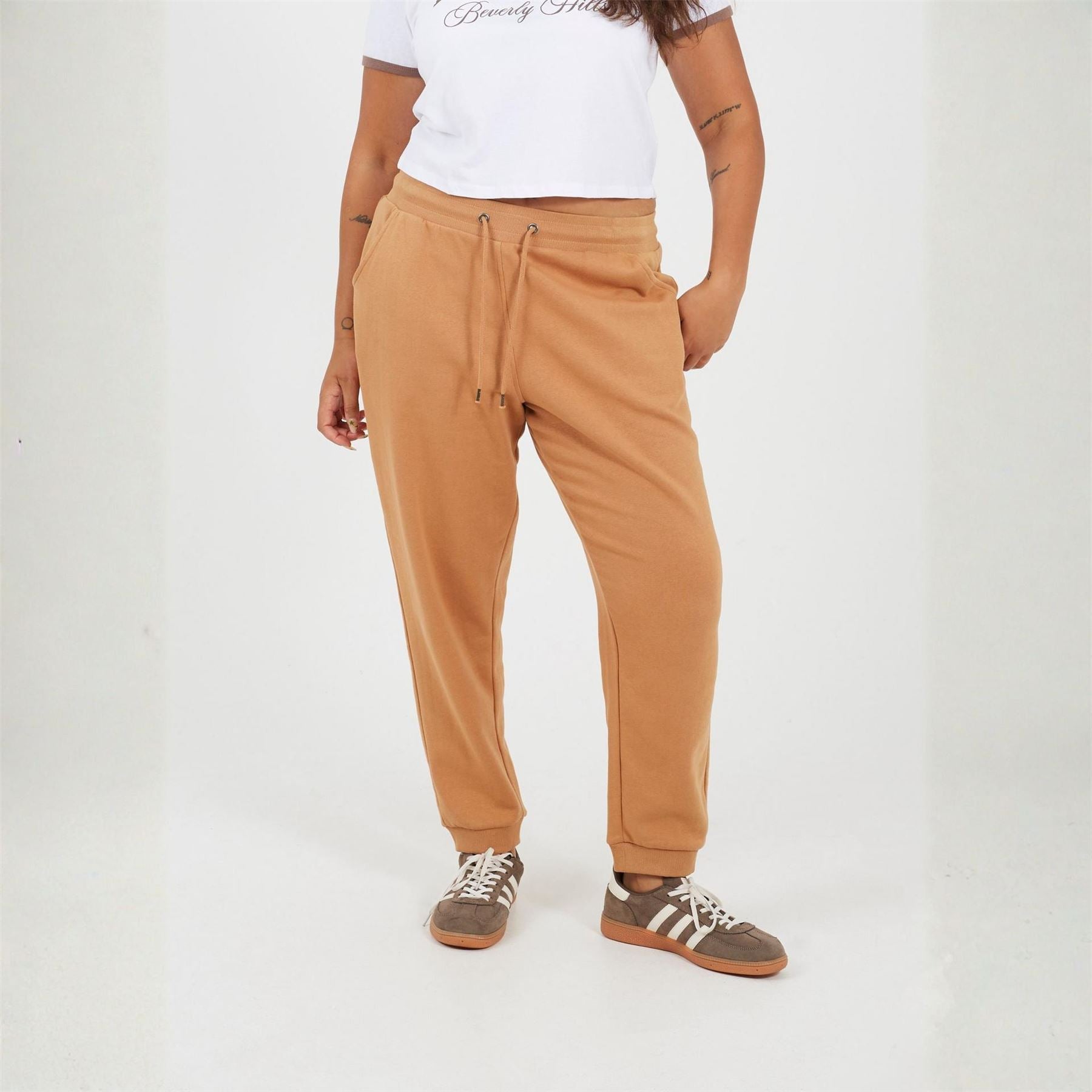 Brave Soul Womens Plus Size Solid Colour Jogging Bottoms