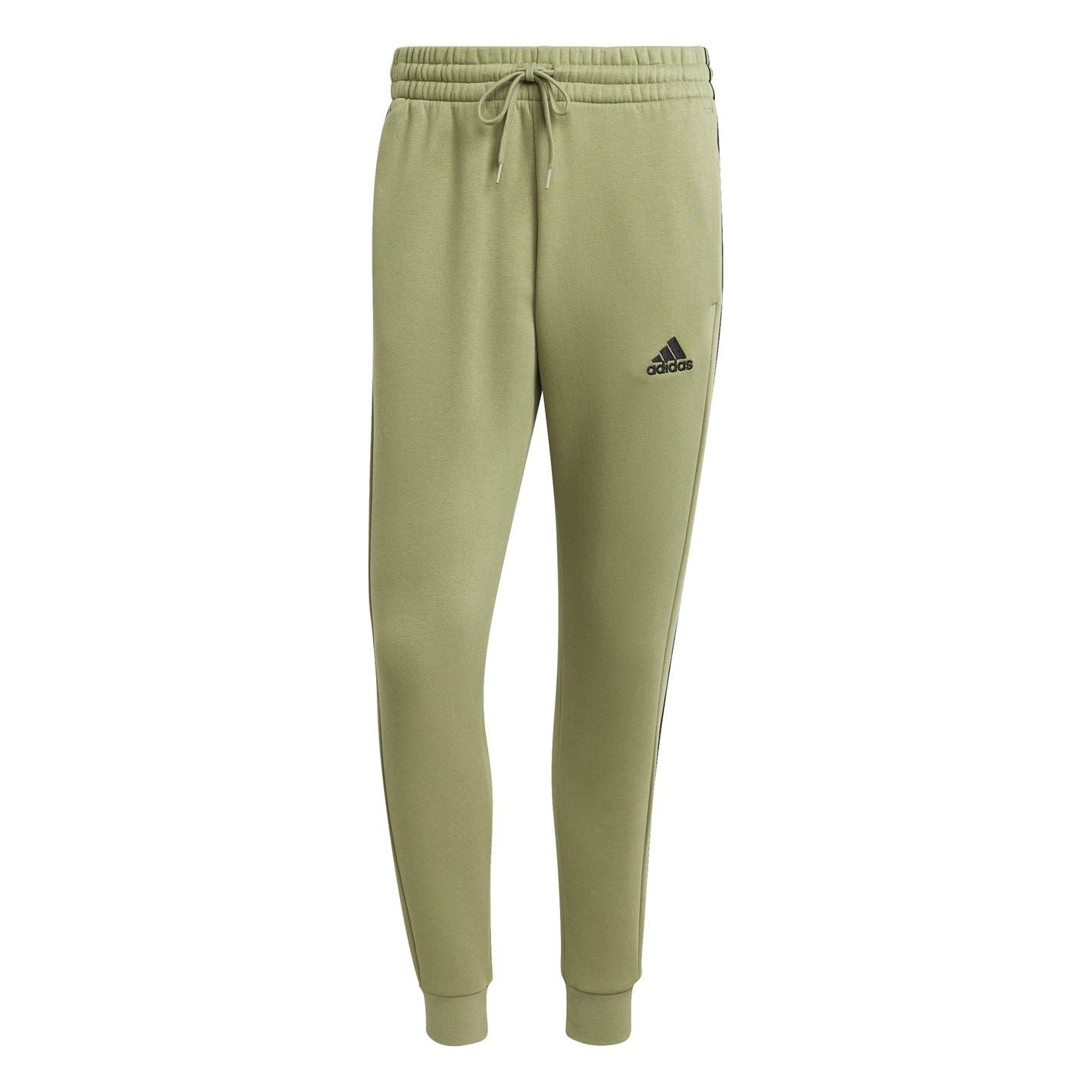 adidas Fleece Tapered Cuff 3 Stripes Joggers M