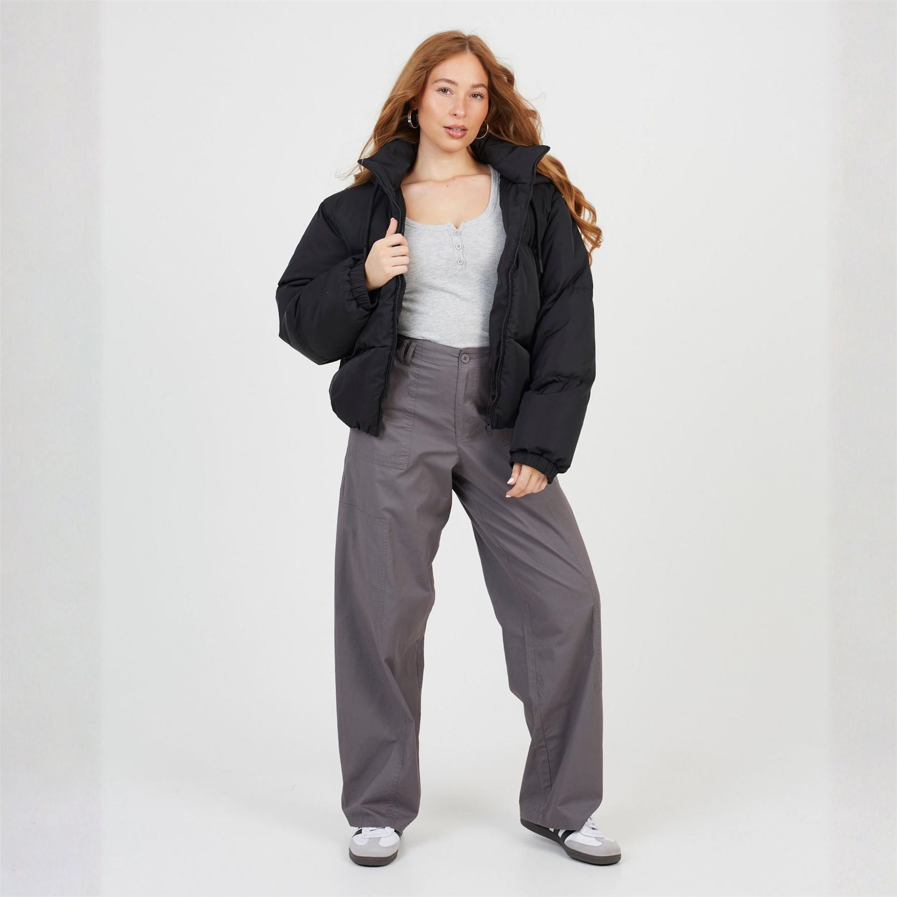 Brave Soul Womens Oversized Hooded Puffer Jacket With Pockets