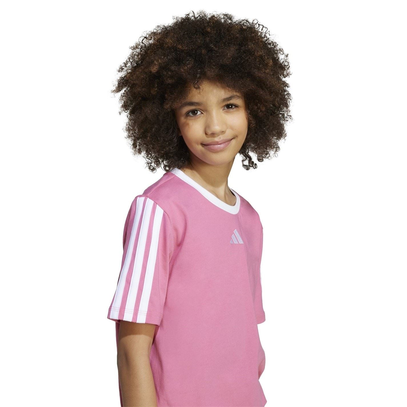 adidas Essentials 3 Stripe T-Shirt Junior Girls