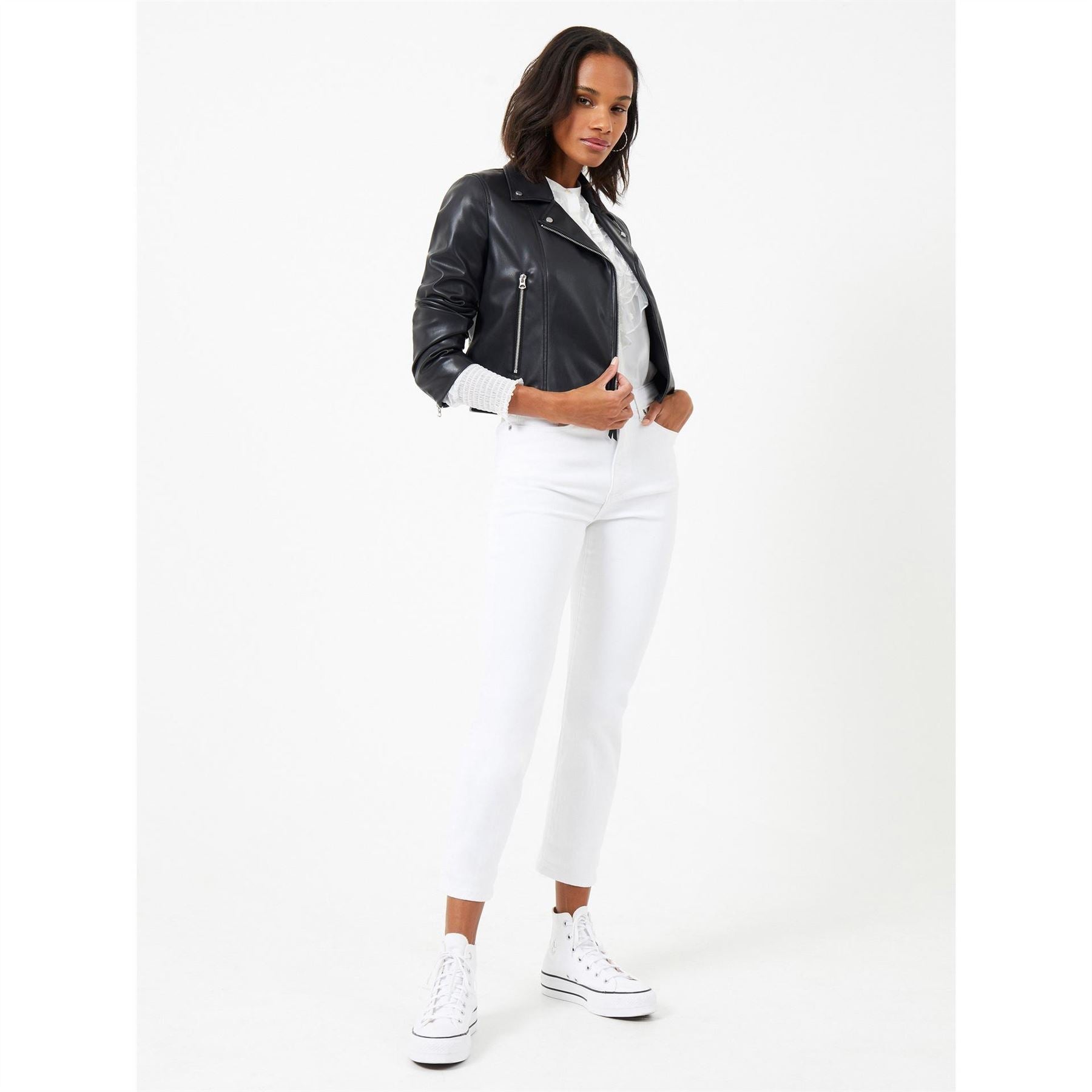 French Connection Pu Faux Leather Biker Jacket