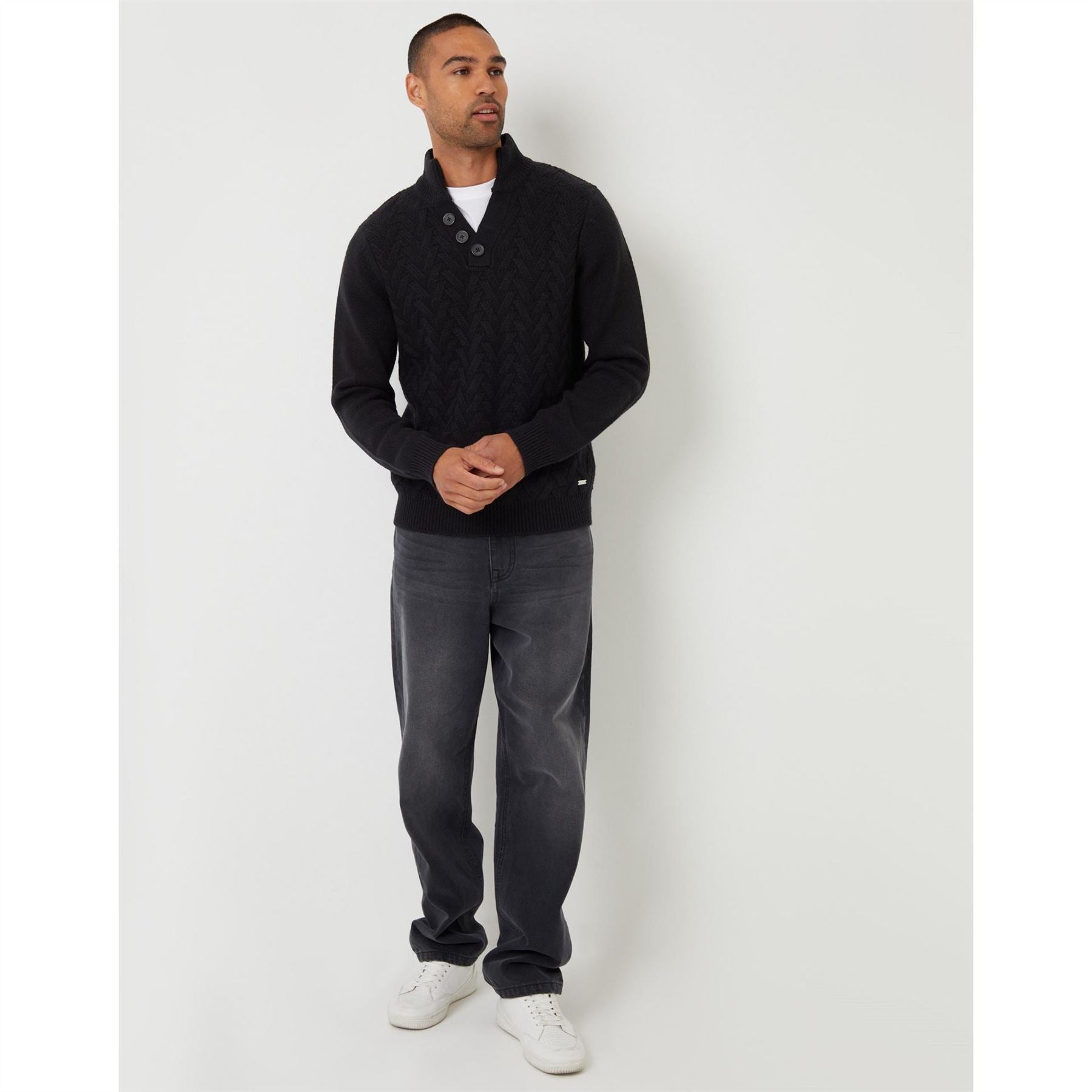 Threadbare Cranmere Shawl Neck Long Sleeve Sweater
