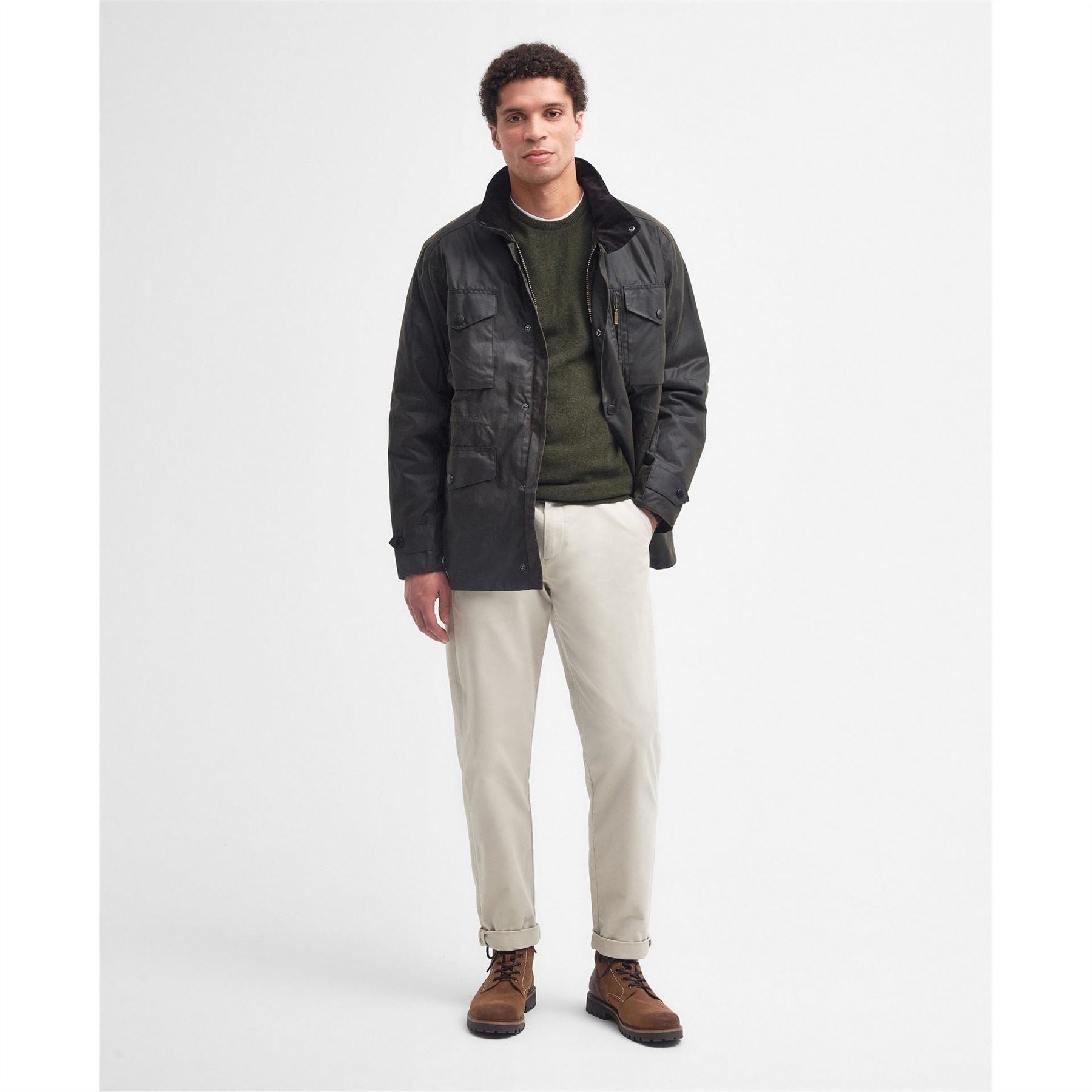 Barbour Sapper Cotton Concealed Hood Wax Jacket