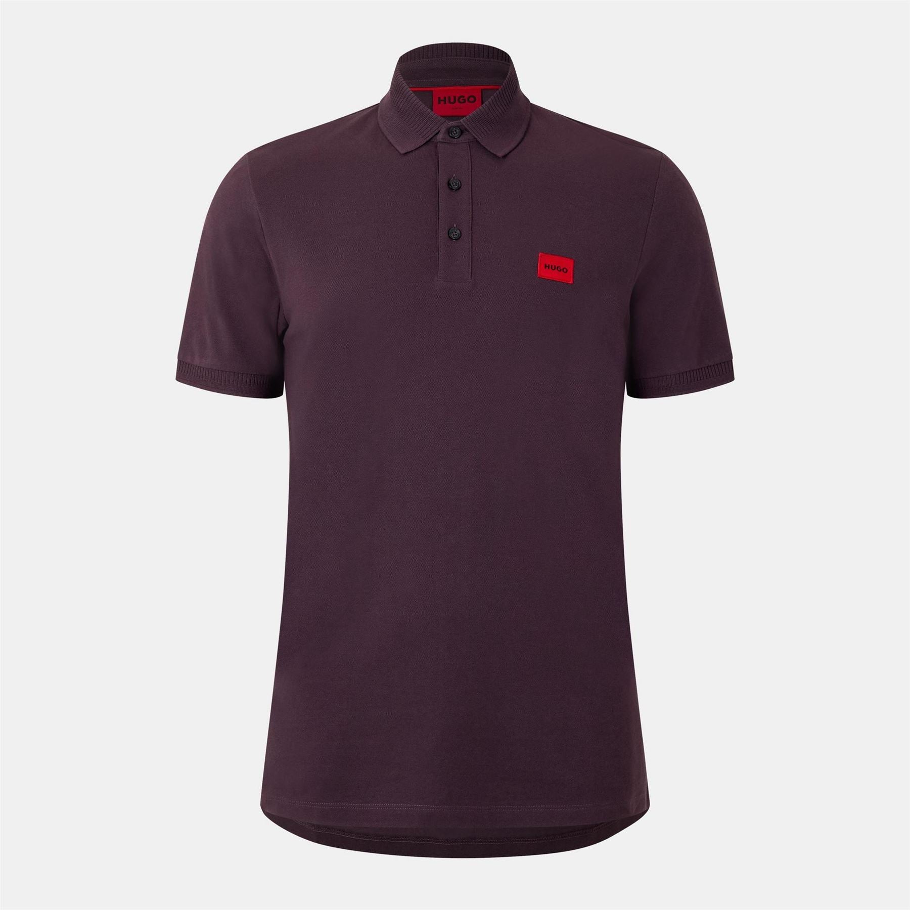 Hugo HUGO Deruso Short Sleeve Polo Shirt with Logo Detail and Ribbed Collar   Premium Cotton
