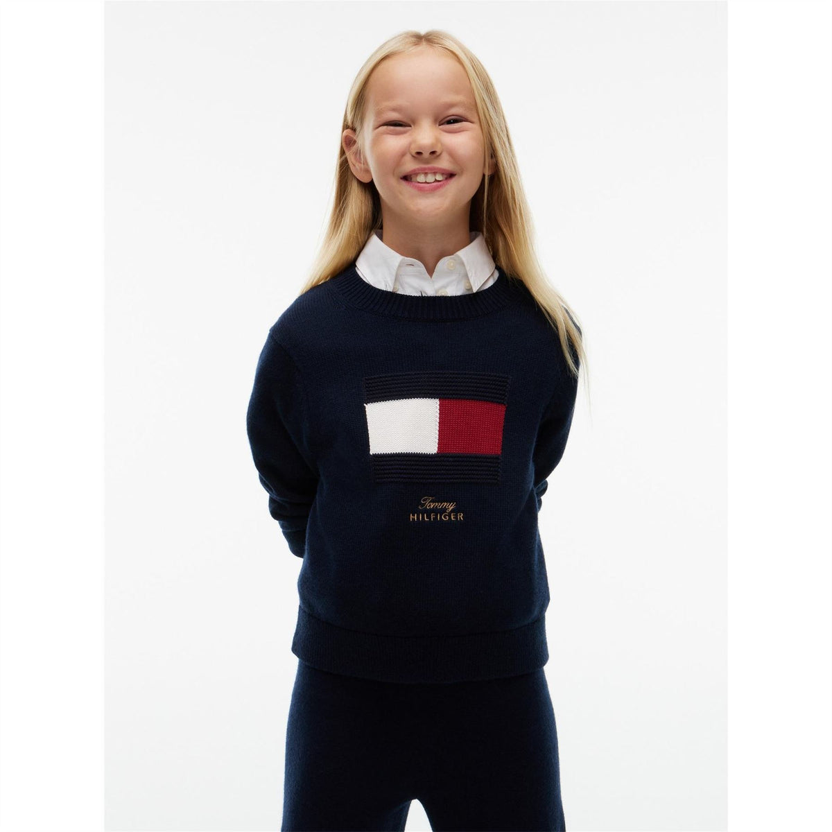 Tommy Hilfiger Flag Cotton Long Sleeve Crew Neck Jumper