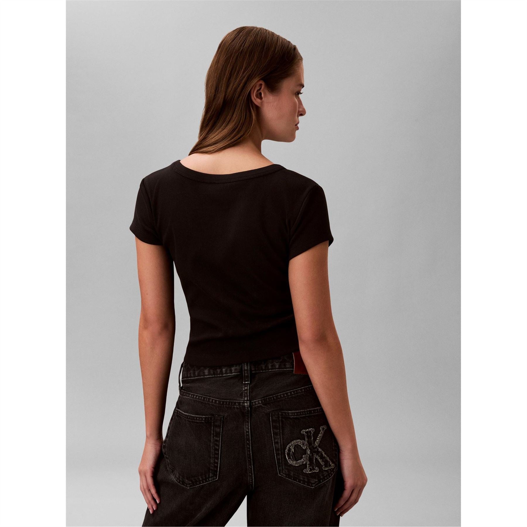 Calvin Klein Jeans Woven Ribbed Baby Tee