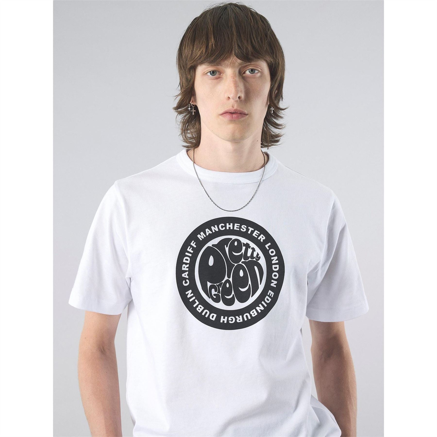 Pretty Green Tour Logo Print Regular Fit Crew Neck T-Shirt