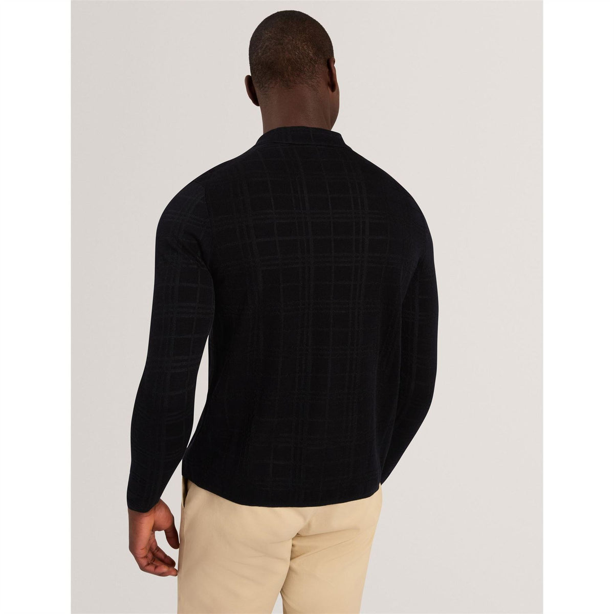 Ted Baker Button Through Cotton Knitted Long Sleeve Polo