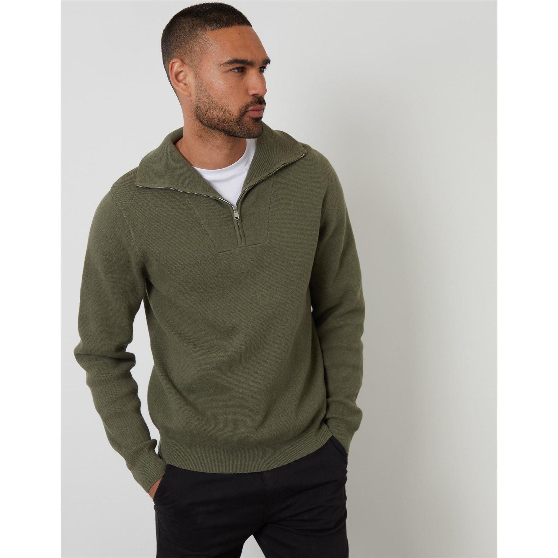 Threadbare Kamrul Quarter Zip Knitted Jumper