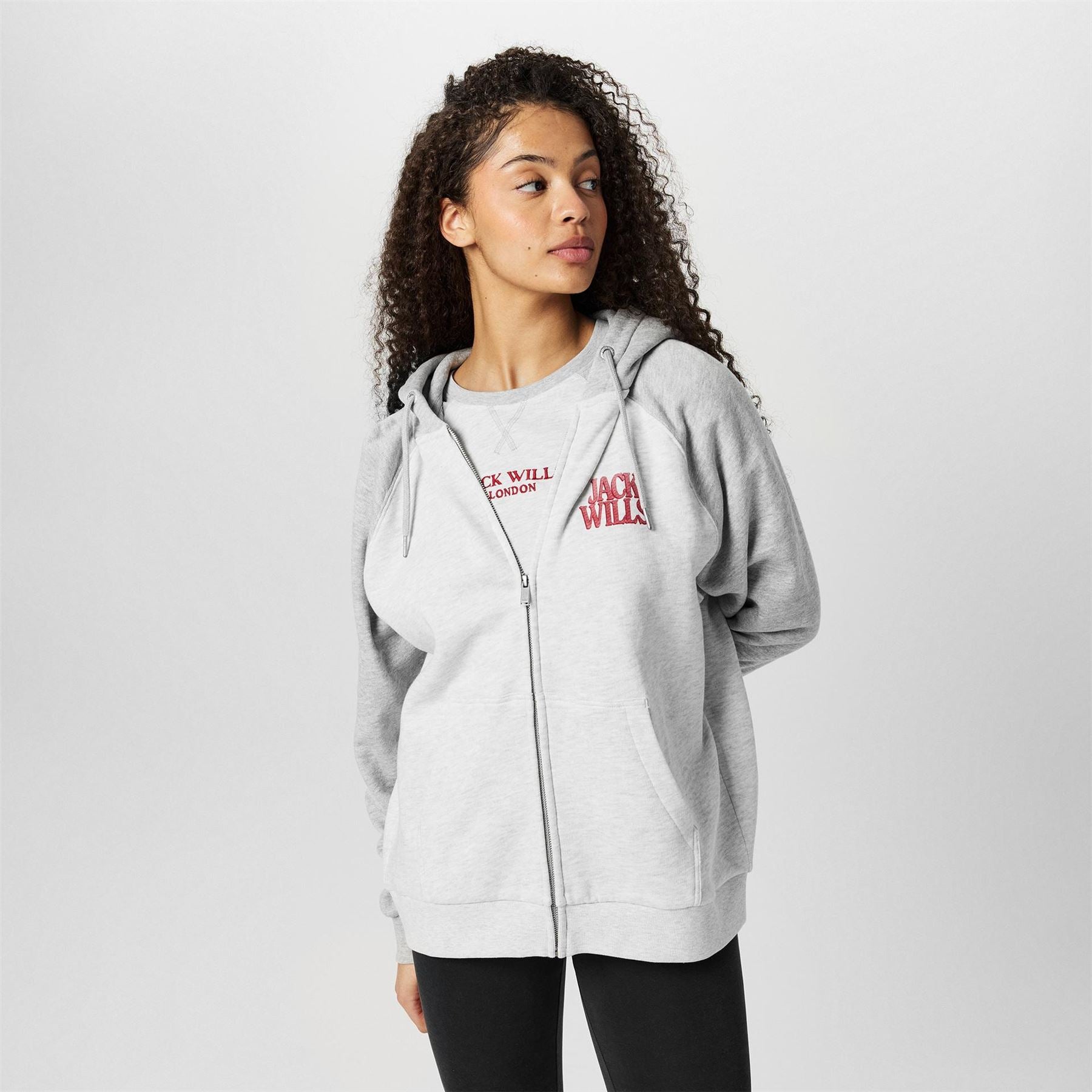 Jack Wills Hooded Color Block Sweat Jacket with Ribbed Cuff