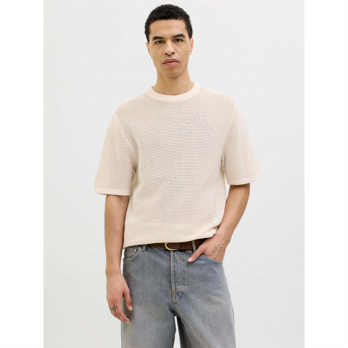 Jack and Jones Crew Neck Ribbed Collar Short Sleeve Jersey T-Shirt