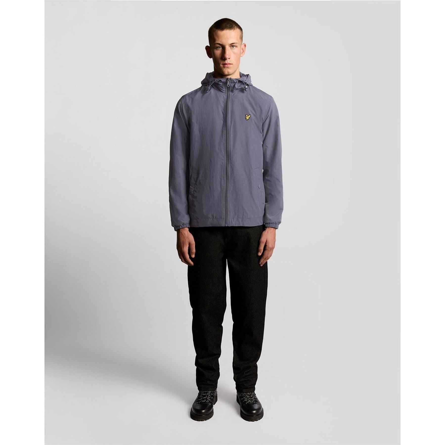 Lyle and Scott Zip Through Cotton Wind Resistant Long Sleeve Hooded Rain Anorak