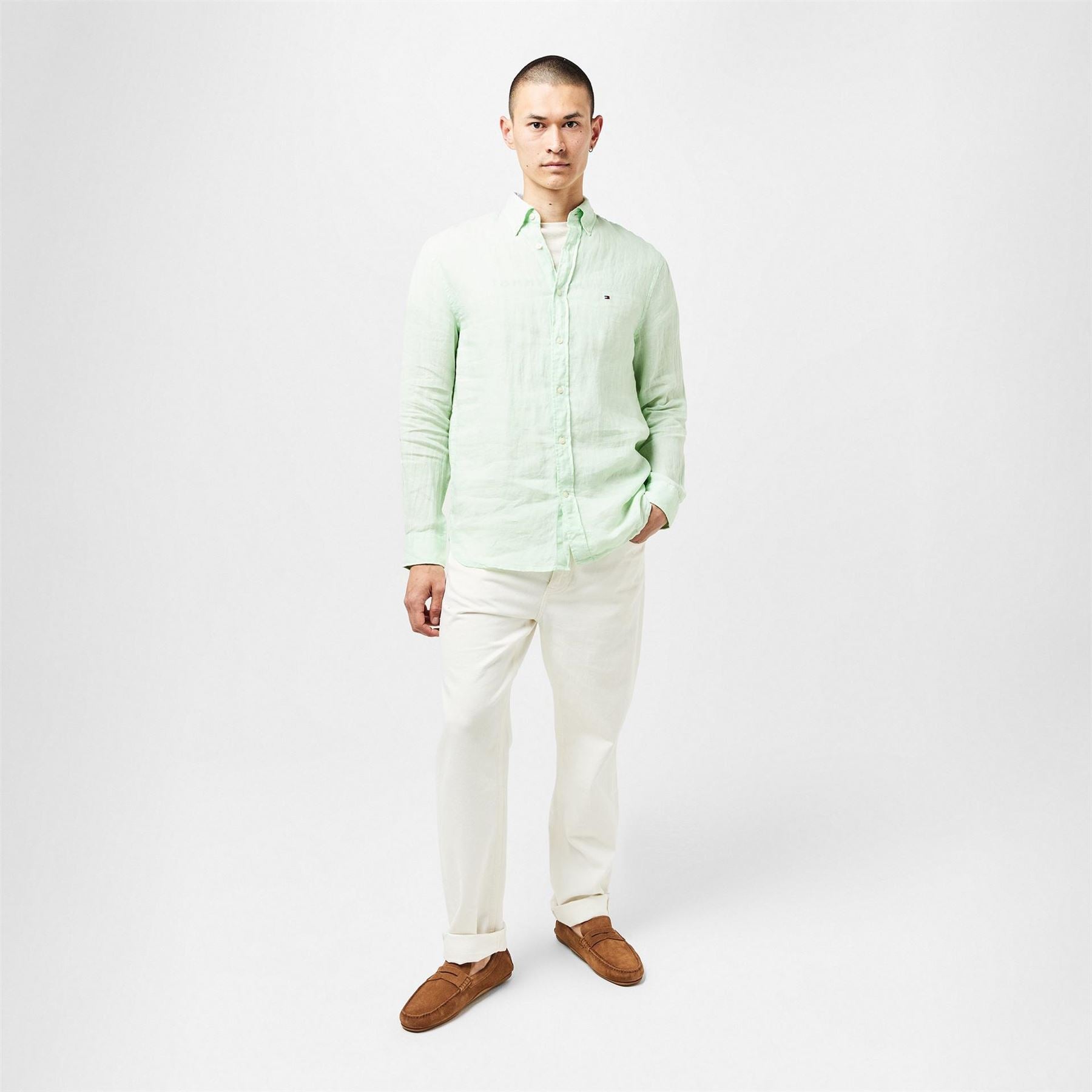 Tommy Hilfiger Pigment Dyed Long Sleeve Plain Shirt