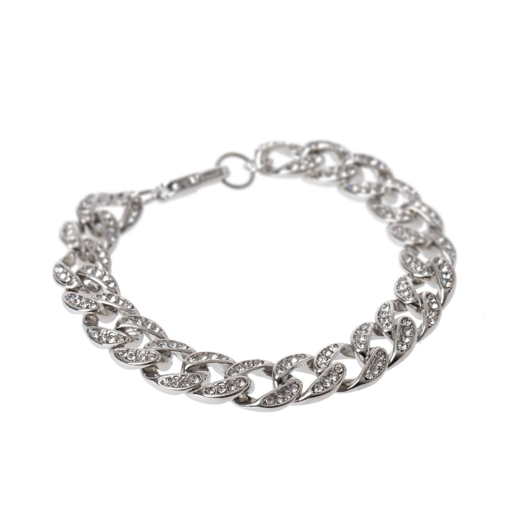 Fabric Crystal Curb Chain Bracelet
