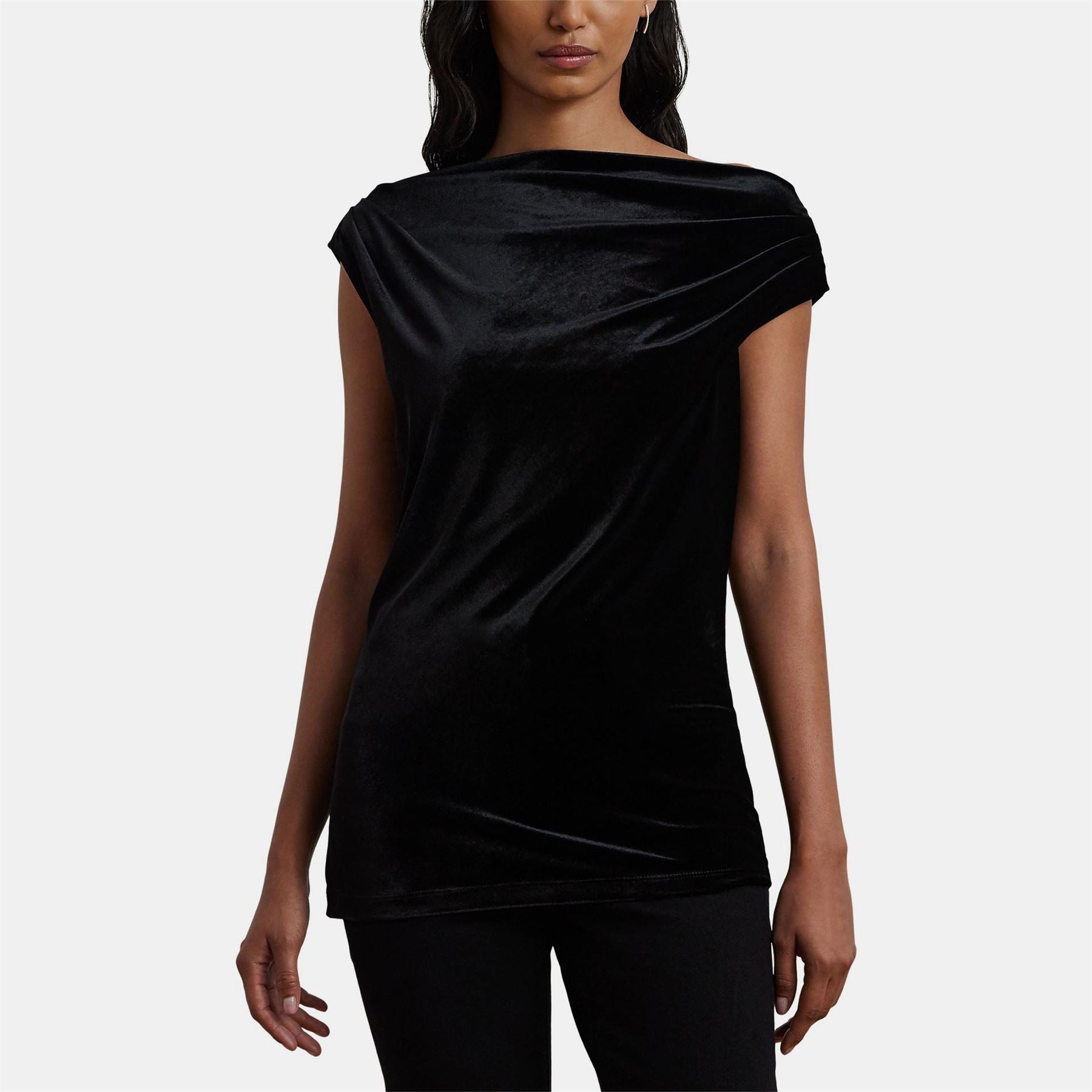 Lauren by Ralph Lauren Off the Shoulder Velvet Blouse