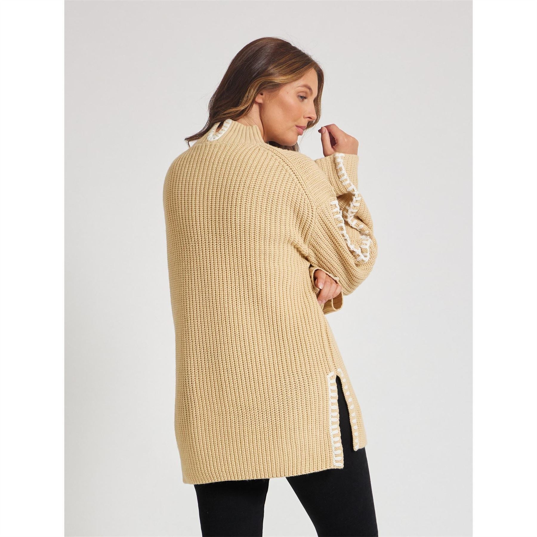 Be You By Contrast Stitch Crew Neck Jumper