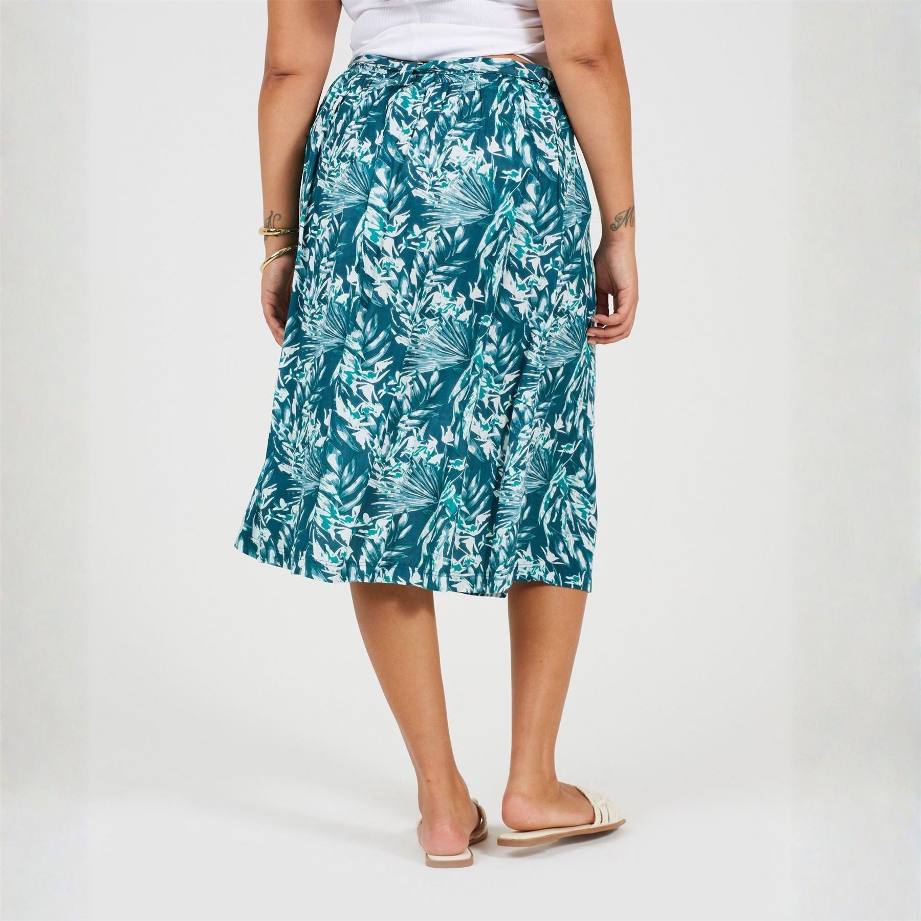 Brave Soul Womens Plus Size All Over Print Midi Skirt