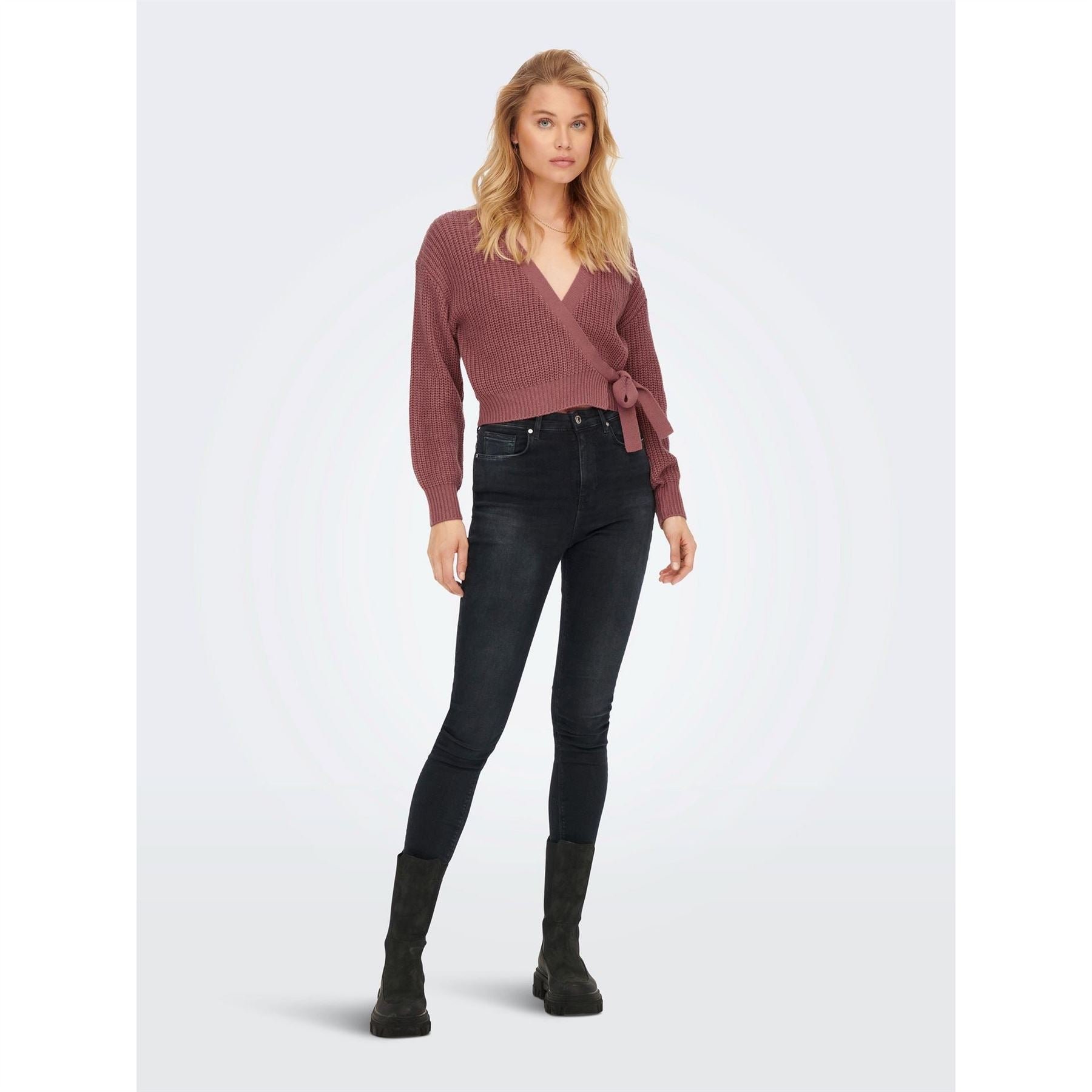 Only Cropped V-Neck Relaxed Fit Sweater