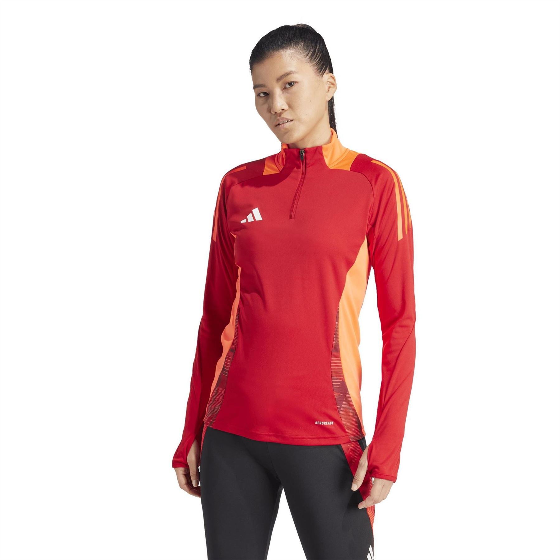 adidas Three Bar Logo Funnel Neck Raglan Sleeve Athletic Top