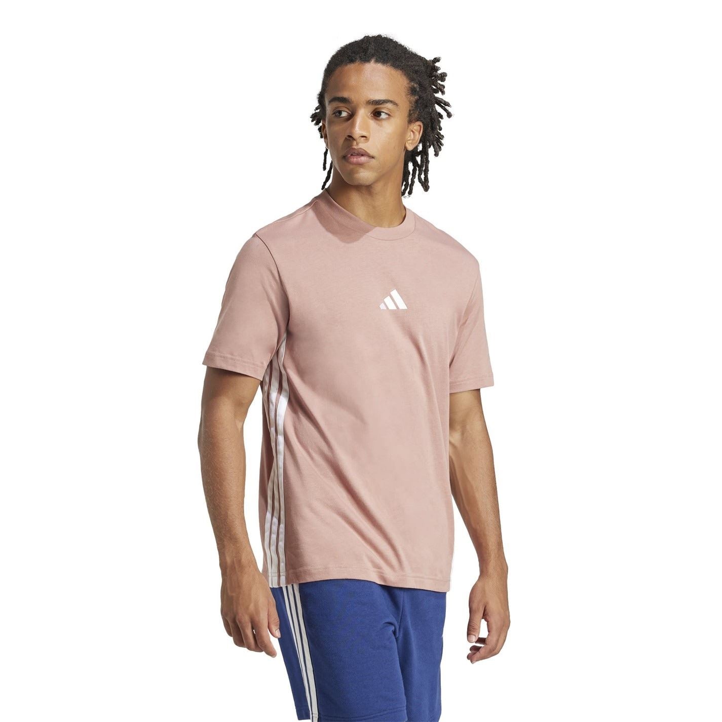 adidas Mens Essential Three Stripes Single Jersey Tee