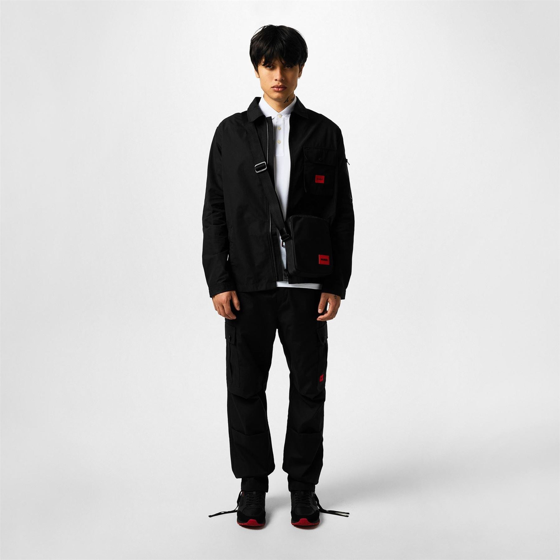 Hugo HUGO Emmond Cotton Long Sleeve Zip Overshirt   Contemporary Design with Logo Detail