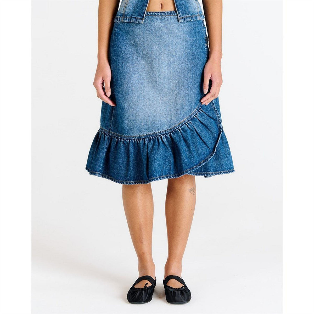 The Ragged Priest Gail Buckle Denim Skirt