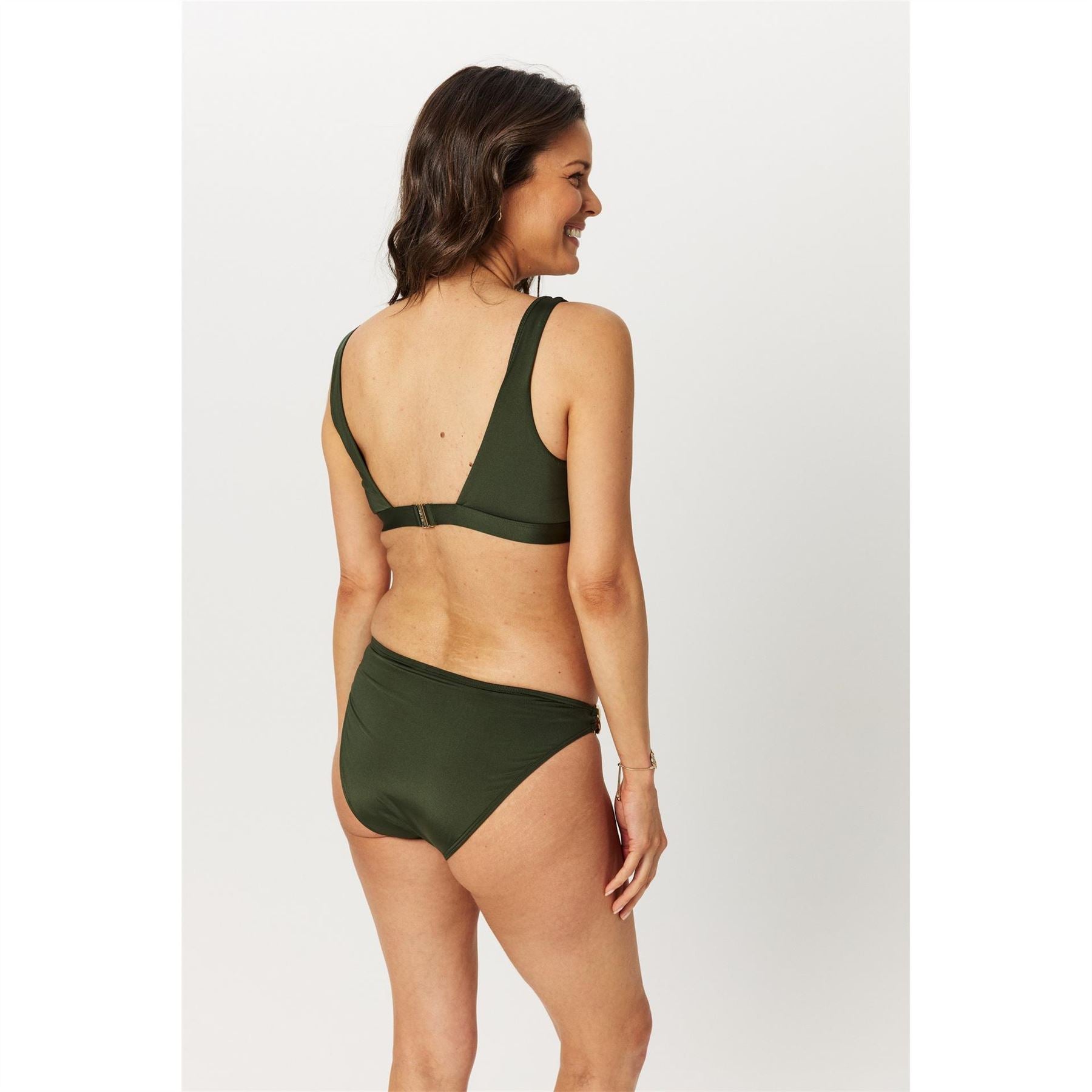 Biba Plunging Neck Metal Embellished Bikini Top