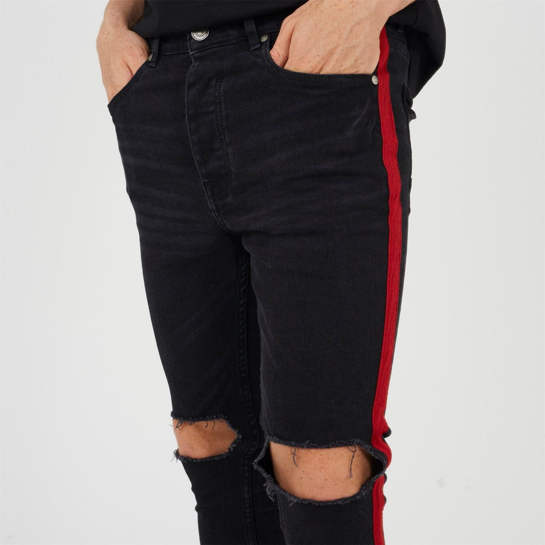 Brave Soul Fit Jeans With Contrast Side Seam Tape Detail