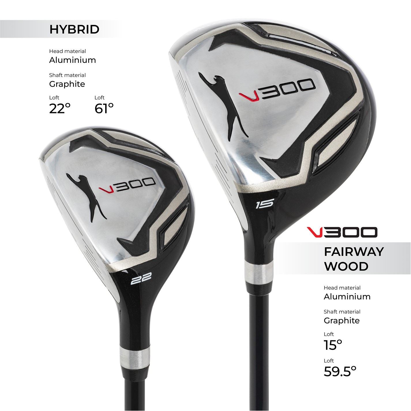 Slazenger Vs Golf Club Set With Stand Bag (graphite And Steel Shaft Combo) Mens