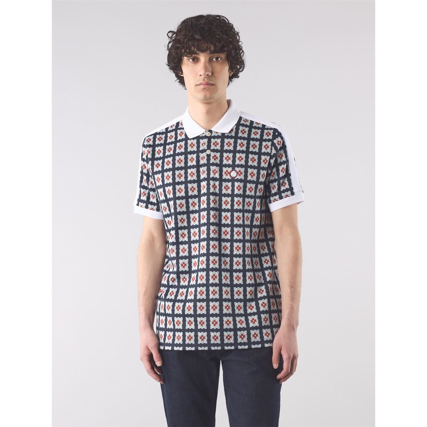 Pretty Green Pg Timperley Geo Short Sleeve Polo Shirt