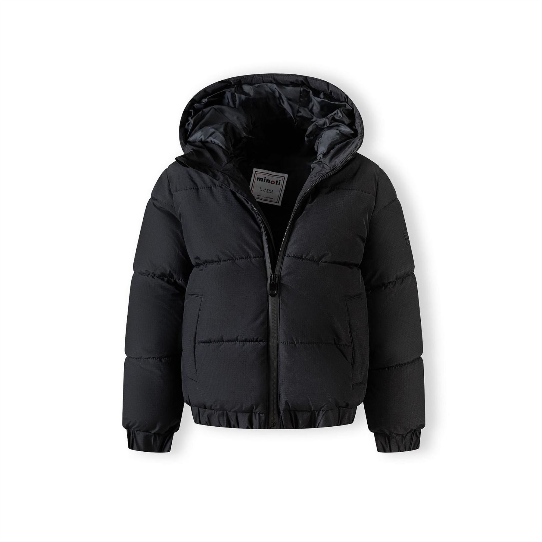 Minoti Boys Ripstop Jacket High Collar Elastic Cuffs Black