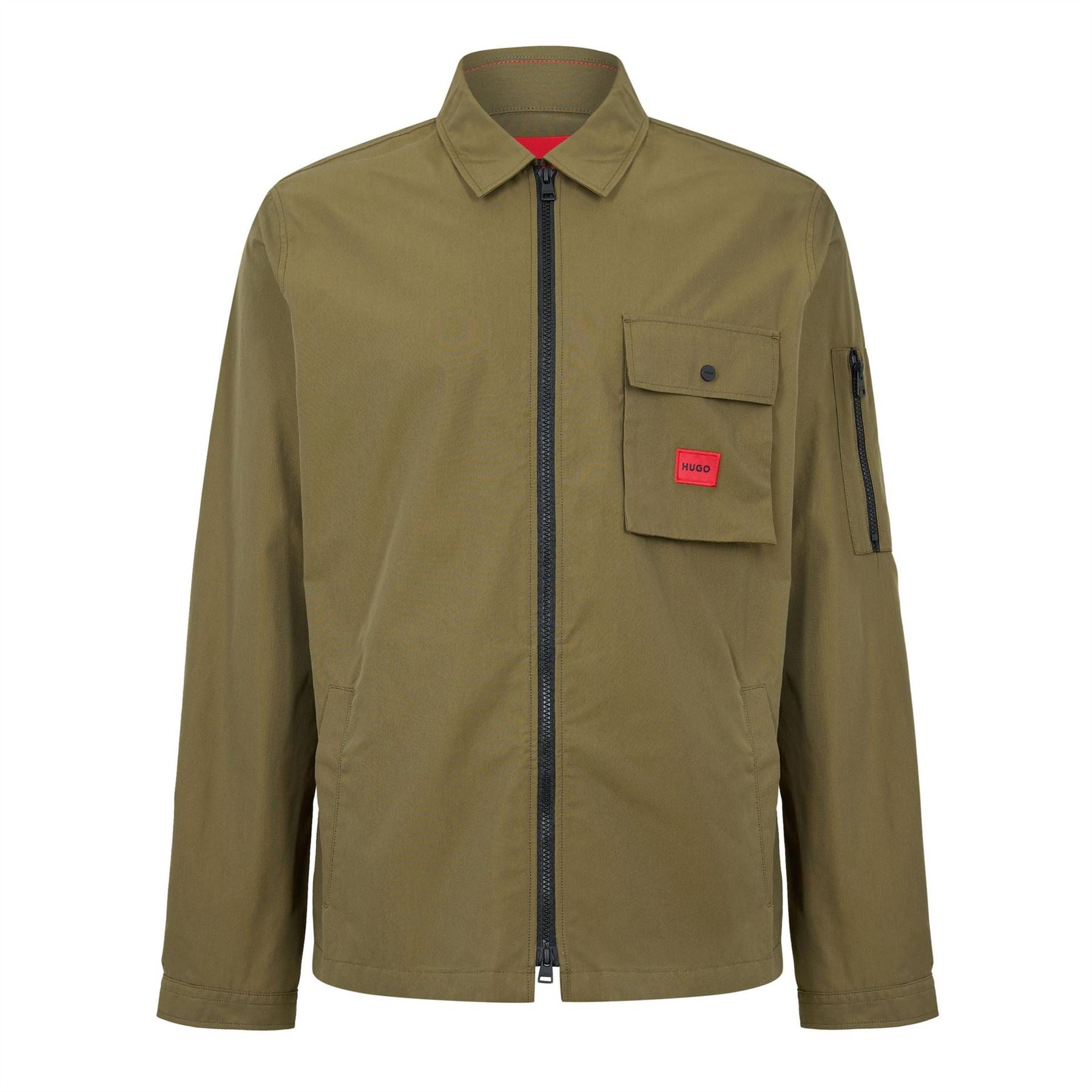 Hugo HUGO Emmond Cotton Long Sleeve Zip Overshirt   Contemporary Design with Logo Detail