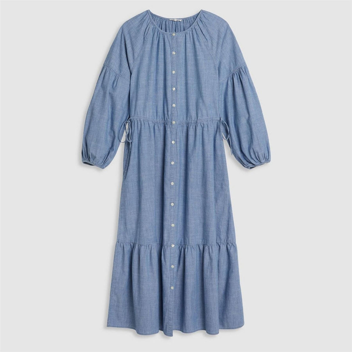 Levis Jolene Crew Neck Three Quarter Sleeve Maxi Tiered Dress